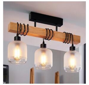 Brilagi - Prisadený luster WOOD GLASS 3xE27/60W/230V borovica/čierna/biela