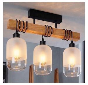 Brilagi - Prisadený luster WOOD GLASS 3xE27/60W/230V borovica/čierna/biela
