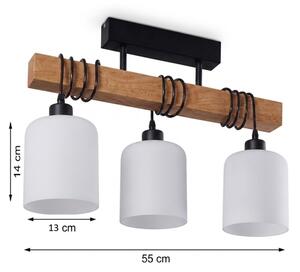 Brilagi - Prisadený luster WOOD GLASS 3xE27/60W/230V borovica/čierna/biela