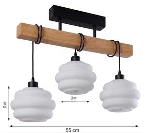 Brilagi - Prisadený luster WOOD GLASS 3xE27/60W/230V borovica/čierna/biela