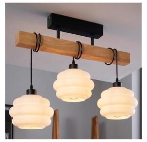 Brilagi - Prisadený luster WOOD GLASS 3xE27/60W/230V borovica/čierna/biela