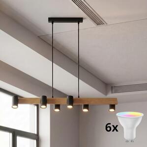 Brilagi - LED RGBW Stmievateľný luster na lanku SELE 6xGU10/6,5W/230V čierna/dub