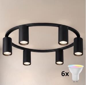 Brilagi - LED RGBW stmievateľné stropné svietidlo SELE 6xGU10/6,5W/230V čierne