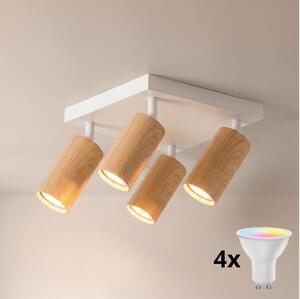 Brilagi - LED RGBW stmievateľné bodové svietidlo SELE SQUARE 4xGU10/6,5W/230V biela/dub