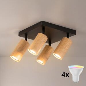 Brilagi - LED RGBW stmievateľné bodové svietidlo SELE SQUARE 4xGU10/6,5W/230V čierna/dub