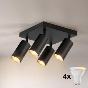 Brilagi - LED RGBW stmievateľné bodové svietidlo SELE SQUARE 4xGU10/6,5W/230V čierna/zlatá