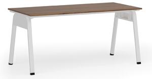 Kancelársky stôl PRIMO GAMMA, 1600 x 800 mm, biela podnož, orech