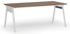 Kancelársky stôl PRIMO SIGMA, 1800 x 900 mm, biela podnož, orech