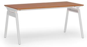 Kancelársky stôl PRIMO SIGMA, 1600 x 800 mm, biela podnož, čerešňa