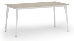 Rokovací kancelársky stôl PRIMO OMEGA, 160x80 cm, biela podnož, dub prírodný