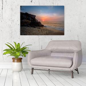 Obraz západu slnka na pláži (90x60 cm)