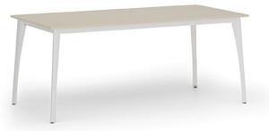 Rokovací kancelársky stôl PRIMO OMEGA, 180x90 cm, biela podnož, breza