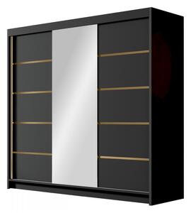 Šatníková skriňa so zrkadlom Fezzart VI 200, Farby: čierny / biely Mirjan24 5903211331879