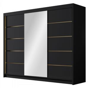 Šatníková skriňa so zrkadlom Gamirut VI 250, Farby: biely / čierny Mirjan24 5903211331961