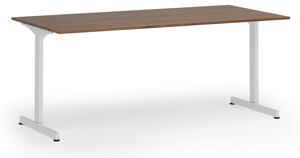 Kancelársky stôl PRIMO BETA, 1800 x 900 mm, biela podnož, orech