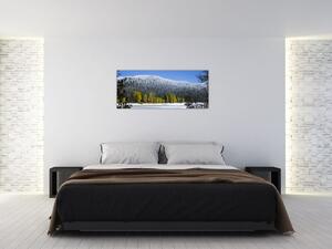 Obraz - zasnežené hory v zime (120x50 cm)
