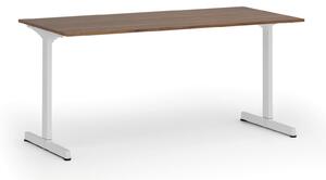 Kancelársky stôl PRIMO BETA, 1600 x 800 mm, biela podnož, orech