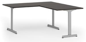 Kancelársky stôl PRIMO BETA L, 1600 x 1800 mm, sivá podnož, wenge