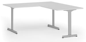 Kancelársky stôl PRIMO BETA L, 1600 x 1800 mm, sivá podnož, biela