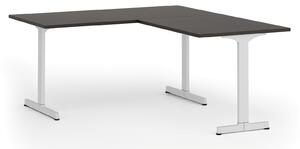 Kancelársky stôl PRIMO BETA L, 1600 x 1800 mm, biela podnož, wenge
