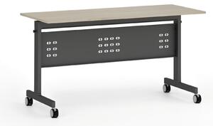 Mobilný stôl PRIMO MOBI, 1400 x 600 mm, čierna podnož, dub prírodný