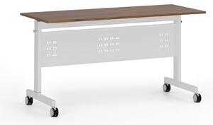 Mobilný stôl PRIMO MOBI, 1400 x 600 mm, biela podnož, orech