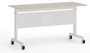 Mobilný stôl PRIMO MOBI, 1400 x 600 mm, biela podnož, breza