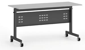 Mobilný stôl PRIMO MOBI, 140x60 cm, čierna podnož, sivá
