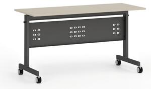 Mobilný stôl PRIMO MOBI, 140x60 cm, čierna podnož, breza