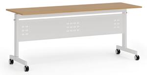 Mobilný stôl PRIMO MOBI, 180x60 cm, biela podnož, buk