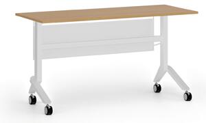 Mobilný stôl PRIMO MOVE, 140x60 cm, biela podnož, buk