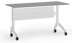 Mobilný stôl PRIMO MOVE, 140x60 cm, biela podnož, grafit