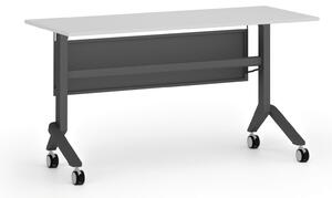 Mobilný stôl PRIMO MOVE, 140x60 cm, čierna podnož, biela