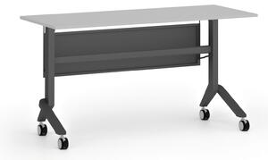 Mobilný stôl PRIMO MOVE, 140x60 cm, čierna podnož, sivá