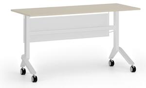 Mobilný stôl PRIMO MOVE, 140x60 cm, biela podnož, breza