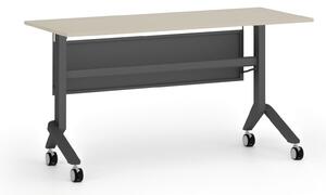 Mobilný stôl PRIMO MOVE, 140x60 cm, čierna podnož, breza