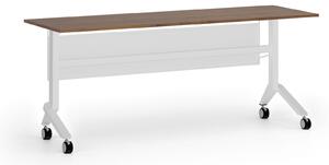 Mobilný stôl PRIMO MOVE, 1800 x 600 mm, biela podnož, orech