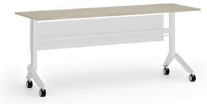 Mobilný stôl PRIMO MOVE, 180x60 cm, biela podnož, dub prírodný