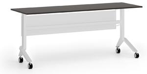 Mobilný stôl PRIMO MOVE, 1800 x 600 mm, biela podnož, wenge