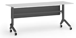 Mobilný stôl PRIMO MOVE, 180x60 cm, čierna podnož, biela
