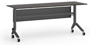 Mobilný stôl PRIMO MOVE, 1800 x 600 mm, čierna podnož, wenge