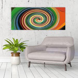 Abstraktný obraz - farebná špirála (120x50 cm)