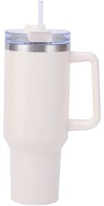 Pronett XJ5555 Termohrnček s držadlom a slamkou, nerez, 1200 ml, biely