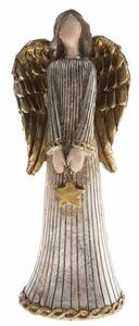Vianočné dekorácia Anjel s hviezdou, 15 cm, polyresin