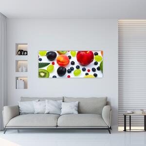 Obraz ovocia s kvapkami vody (120x50 cm)