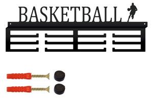 Vešiak na medaily BASKETBALL (Originálny kovový vešiak na medaily pre šport: basketball)