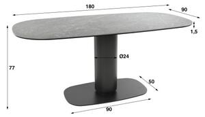 Jedálenský stôl 45-45 Ovál 180x90cm Ceramic Natural Black-Komfort-nábytok