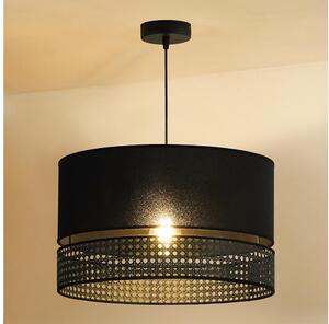Duolla - Luster na lanku DOUBLE RATTAN 1xE27/15W/230V pr. 40 cm čierna