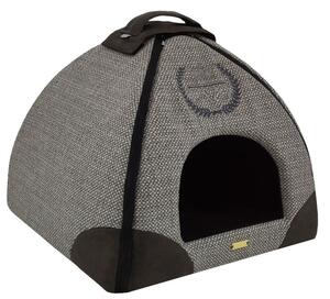 Iglu pre psov a mačky Premium Grey 47×46×40 cm (Luxusný pelech so strieškou pre veľkú mačku / malého psa)