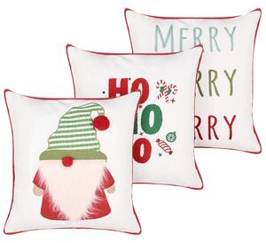 Sada 3 dekoratívnych vankúšov viacfarebná polyester 45 x 45 cm štvorcový tvar s vianočným motívom snímateľné poťahy doplnky